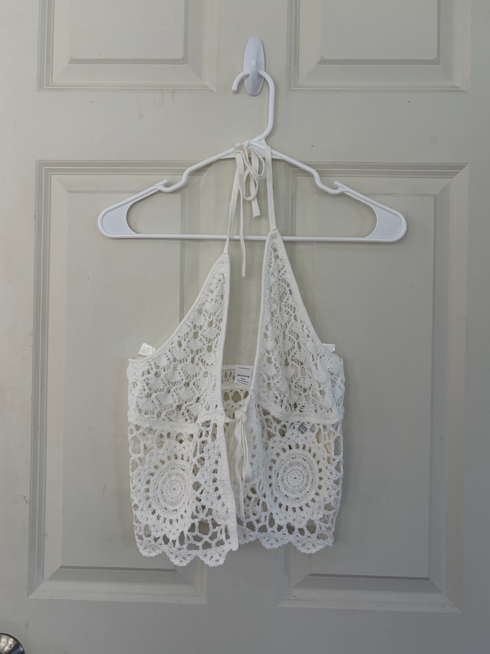 Hollister White Crochet Halter Swimsuit Coverup